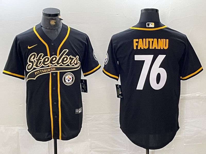 Men Pittsburgh Steelers #76 Fautanu Black Joint Name 2024 Nike Limited NFL Jersey style 3->youth mlb jersey->Youth Jersey